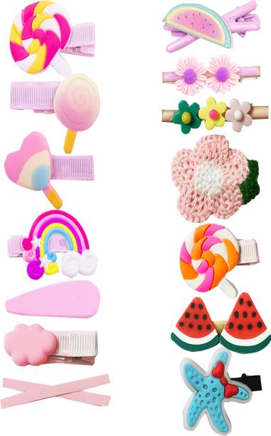 Jewelz Multi Color Hair Clips for Girls, Kids ( Pack of 14 pcs ) Hair Clip