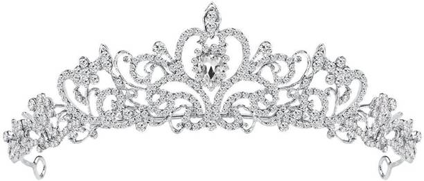 Barivamatic Queen Crown of Silver Crystal Tiara Crowns for Bridal Women Girls Hair Band