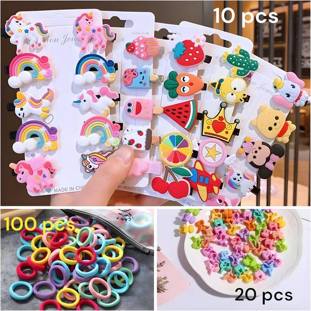 KVY COLLECTION Baby Girl Hair Accessories Combo 130 Pcs Baby Girl Hair Clip Set (Multicolor) Hair Accessory Set