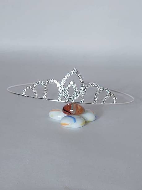 RJV Global Silver Pageant Prom Crystal Princess Crown Tiara for Girls Hair Band Hair Band