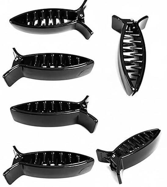 StylTrend Banana Clips Styling Fashion Clip for Girls and Women Medium Size Black 6 Pack Banana Clip