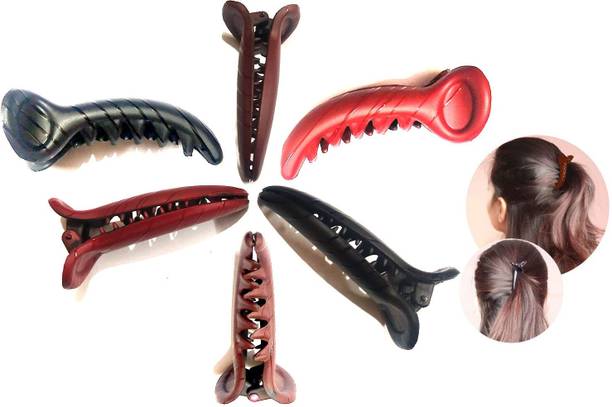 BHARATGAURAV Banana Mirchi Shape Hair Clip (Pack of 6) for Women and Girls Banana Clip