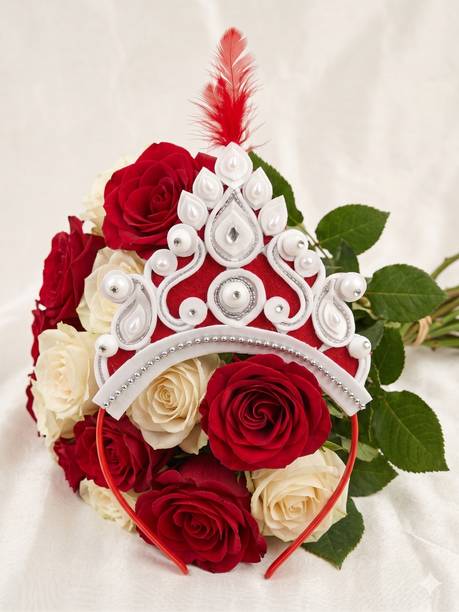 Biyer Saj Baby Mukut Rice Ceremony Bengali Crown with Shola Finish Hair Band