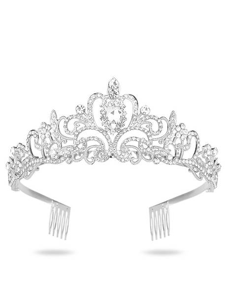 Rubela Silver Crystal Tiara Crown Headband Princess Hair Band