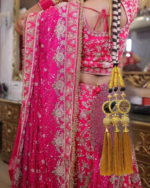 ElectroEra Mirror Design Paranda Parandi Braid Tassel Hair Accessories For Women and girl Braid Extension