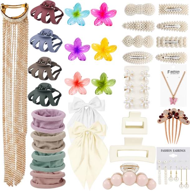 RosaStella Fashion Hair Accessories Set with Pearl Clips, Claw Clips & Bows Collection Hair Accessory Set