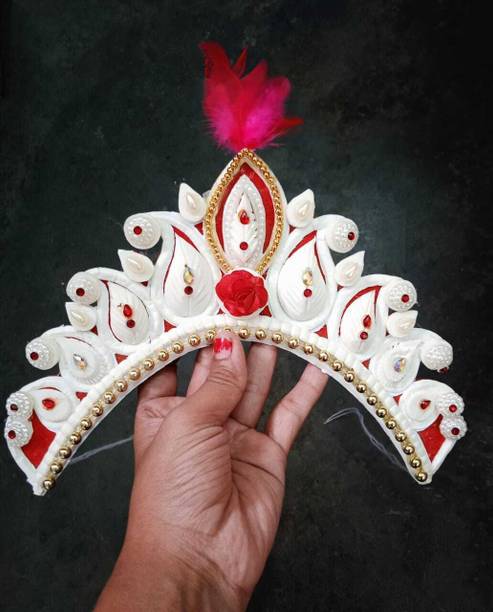 BengCraft Bengali Wedding Bridal Shola Crown Mukut Front Topor Sola Biyer Sithi Mutuk Hair Accessory Set