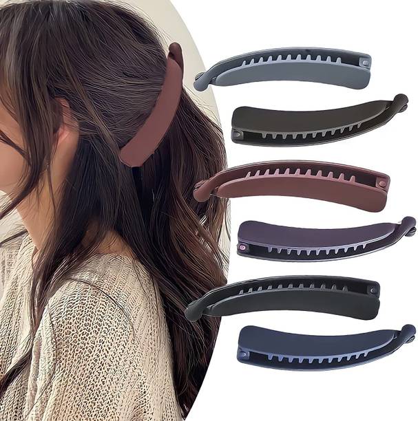 ASG 6 Pcs Matte Banana Hair Clips for Thin Hair, Strong Ponytail Holder - Small Banana Clip