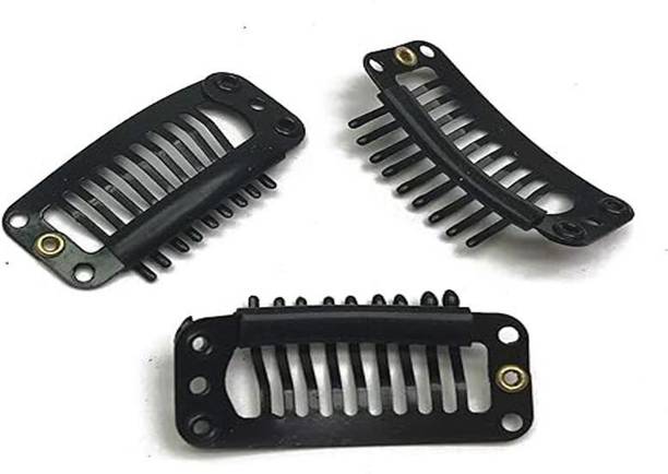 El Cabell 6 Pieces of Metal Black U-shaped comb Clip to Attach Wig, Patch, And Hair Fringe Hair Clip