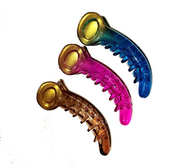 S Mark Banana Hair Clutcher/Mirchi Hair Clip/Claw Clip for Women and Girls (MutliColour - Pack of 3 Banana Clip