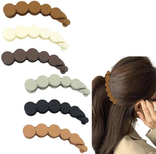HONEY ACCESSORIES 6pcs Banana Hair Clips Claw Clips Large Ponytail Holders for Women Set Banana Clip