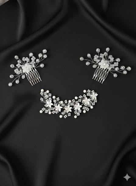 LURESH Elegant Bridal Tiara + 2 Bun Brooch Set Hair Accessory Set