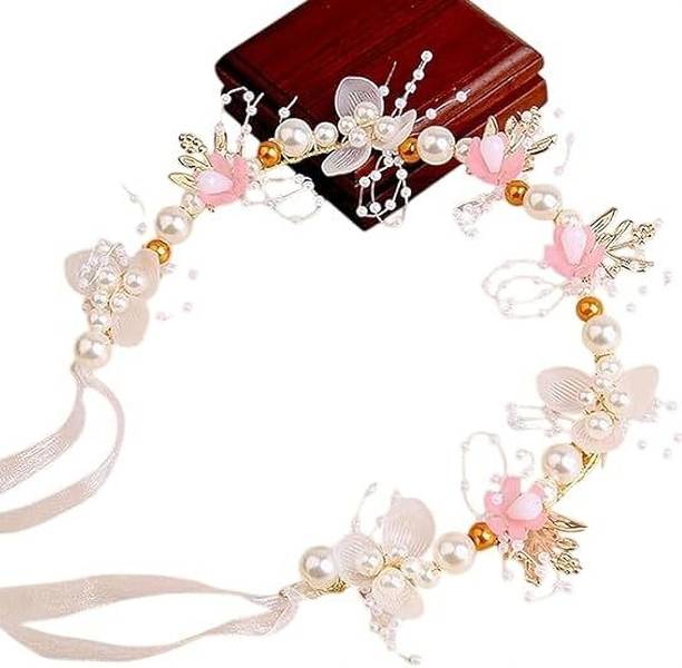 HONEY ACCESSORIES Tiara for Girls Women Bridal Floral Tiara Hairband for Wedding Hair Accessories Head Band