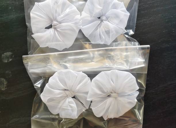 प्रिंसी क्वीन्स Readymade School Ribbons 2 Pairs White Colour