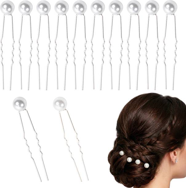 BONSTELLA Elegant Pearl Hair Pins Set for Women Stylish Simple Bridal Hair Accessories Hair Pin