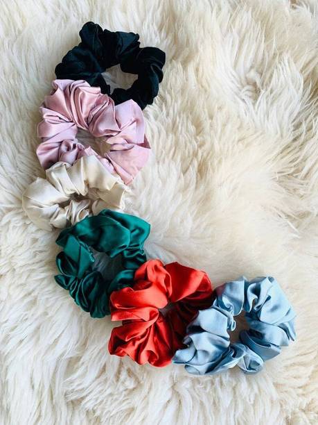 Anasvi Silk Satin Hair Scrunchies Hair band Pack of 5 (Multicolour) Hair Band