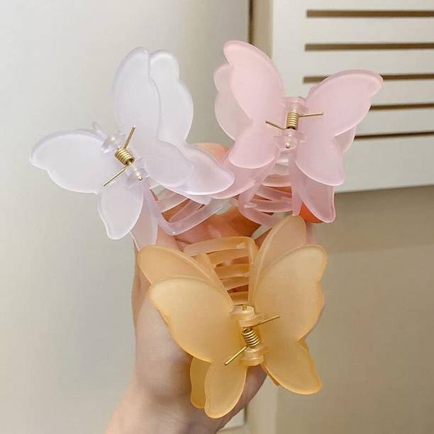 DRP 3 pieces of multicolor icy shade double layer butterfly hair clutchers for women Hair Claw