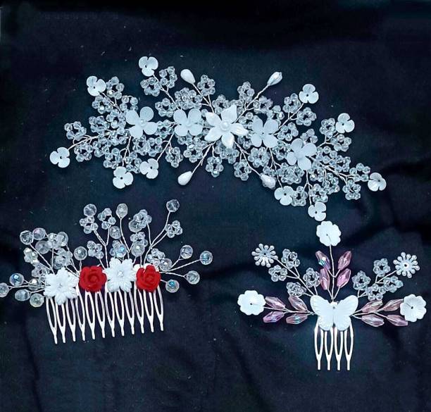 Unzu Elegant Hair Tiara for Women - Stylish Bridal Headband with Sparkling Crystals hair combo