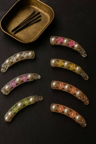 kalyani Floral Pearl Designer Hair Clip Set for Women & Girls ( Any 4 ) Banana Clip