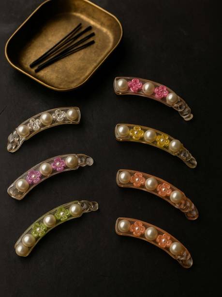 kalyani Floral Pearl Designer Hair Clip Set for Women & Girls ( Any 4 ) Banana Clip