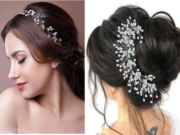 blush bella tiara for women crystal beaded handmade pack of 2 Head Band