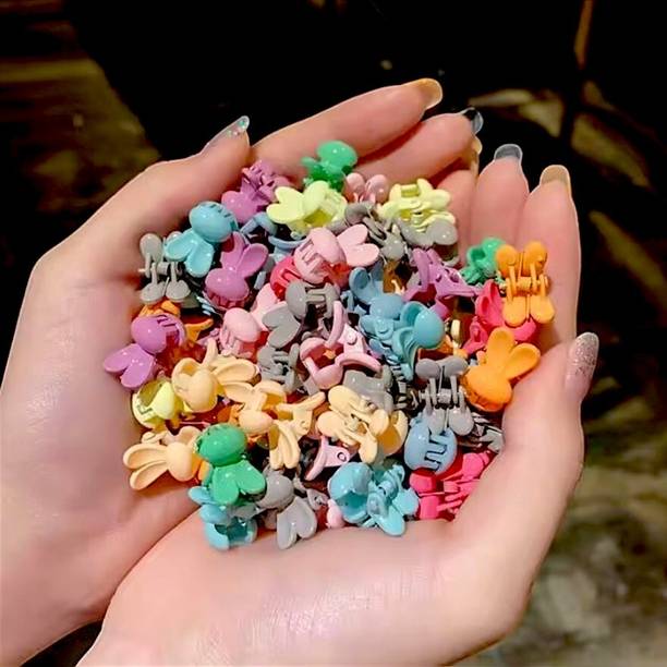 Freebies Super Cute Glossy Bunny Ear Mini & Tiny hair Clips Hair Accessories Pack of 30 Hair Clip
