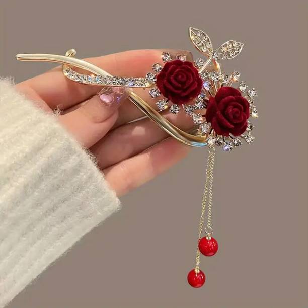 OLLIVOO Rose Flower Hair Banana Clip Women Elegant Hair Clip Banana Clip