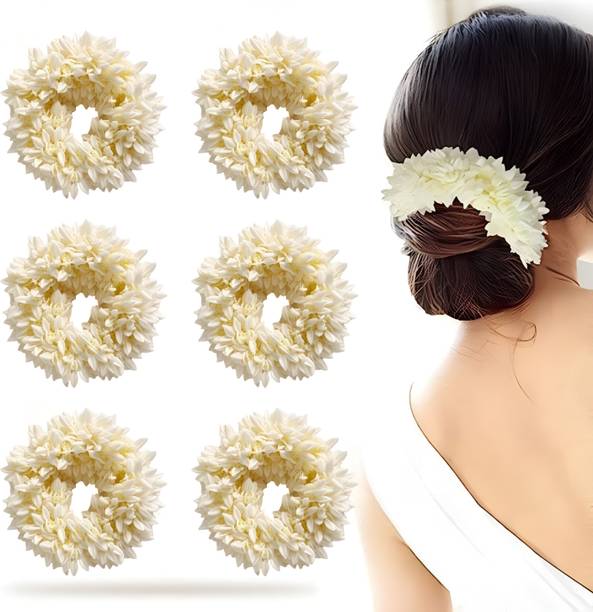 Trendy SheFinds Artificial Jasmine Plain Hair Gajra Bun for Bridal & Festive Wear, Pack of 6pcs Bun