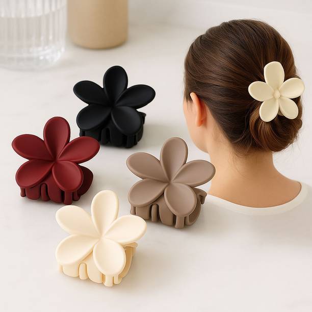 CCDIYZ 2 Pcs Matte Neutral Flower Hair Claw Clips Strong Hold Clutcher for Women Hair Claw