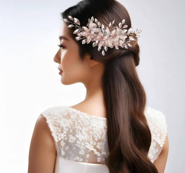 ZariDesigner Tiara for women crystal metal finish bridal hair veny gajra accessories Head Band