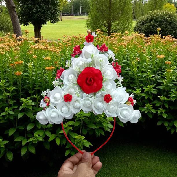 house of common Flower Baby Mukut with Hair Band for Annaprashan Rice Ceremony Head Band