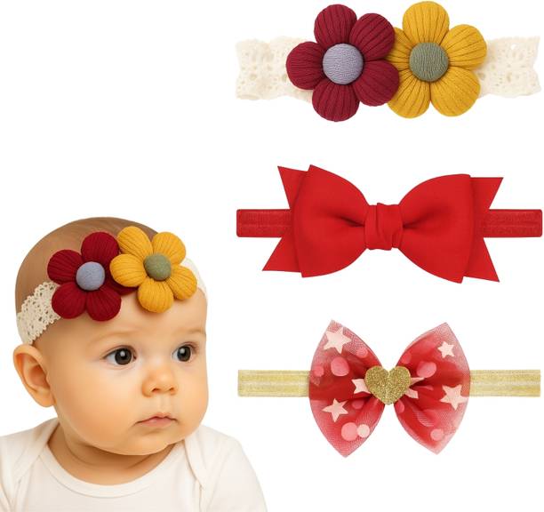 AmazingKarts Soft Stretch Baby Headbands With Big Bows – 3 Pack Head Band