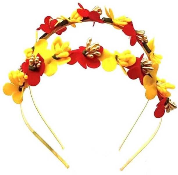arushifashion Flower Crown Headband Rose Headdress for Girls Ladies Women pack of 2 Hair Band