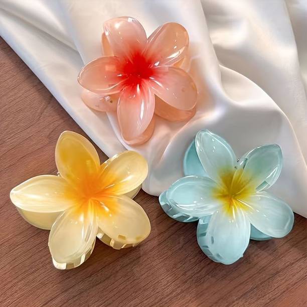 KATY Super Glossy Flower 3 hair clips claw/Floral hair accessories/hair Claw Clutcher Hair Clip