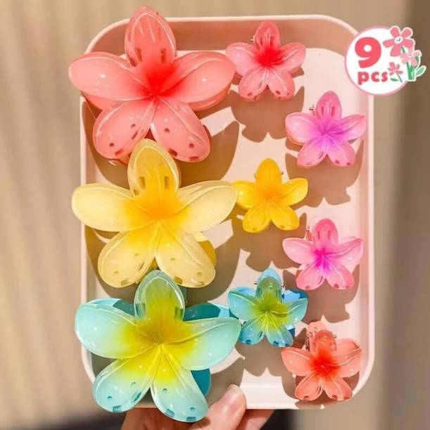 AANAYA HAIR ACCESSORIES 9 Pcs Flower Hair Claw Clips Hair Accessories For Thick or Thin Hair Hair Claw