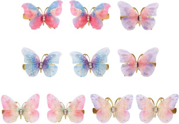 Kela devi 6 PCS 3D Looks Colorful Organza Butterfly Hair Clips Hair Pin