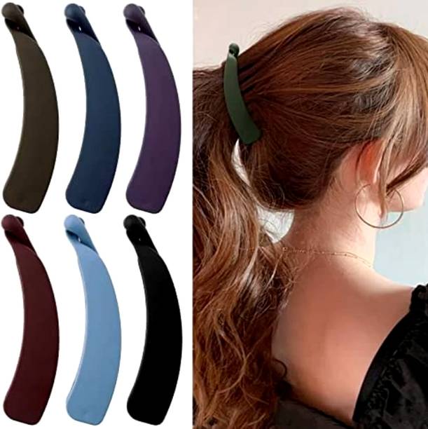 Alucia Banana Hair Clip Acrylic matte Finish Hair Clutchers For Women & Girls pack of 6 Banana Clip