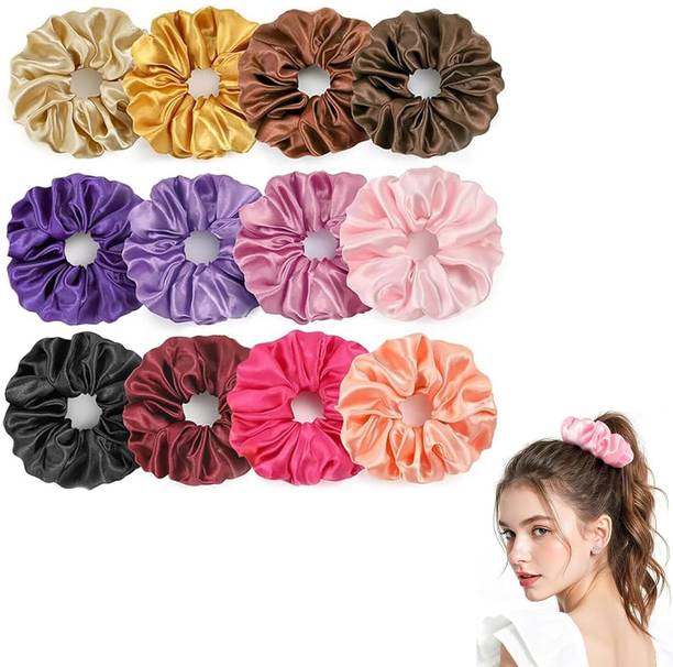 KOMREK Silk Scrunchies Set of 12 for Women & Girls Rubber Band