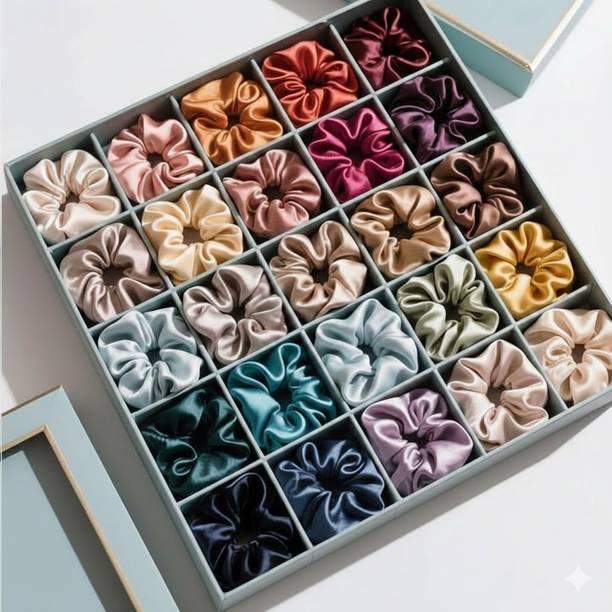 HARSHASS Premium Satin Scrunchies for Women, Girls Pack of 20 Same Color as Pic AS1 Rubber Band
