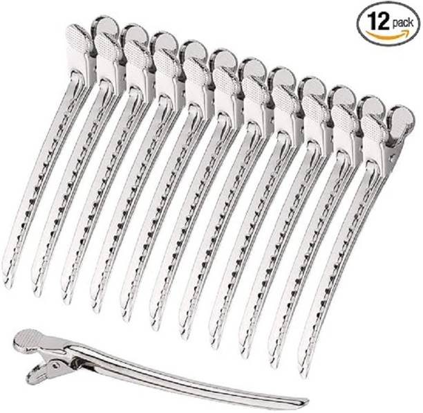 Inoin Styling Steel Silver Section Clips for women and girls Clip Set of 12 Pcs Hair Clip