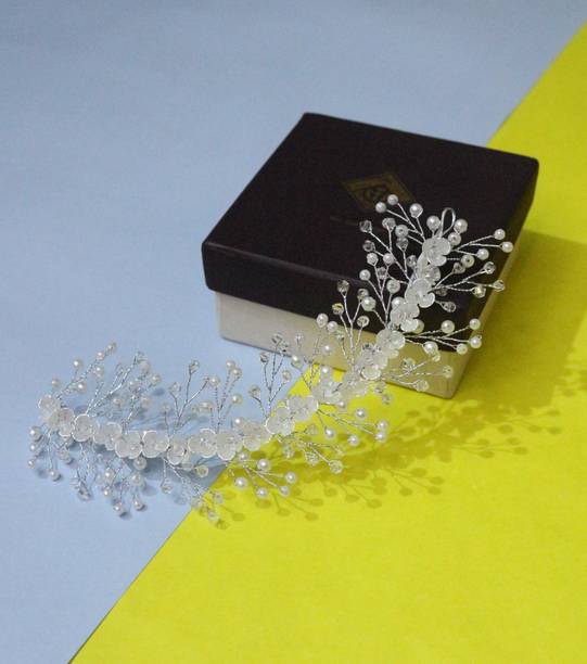 kinna Silver Crystal Tiara/Vine/Hair Brooch/Hair Band/Bun Clip Hair Accessory Set