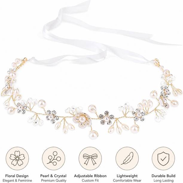 NEXRILO Women silver crown with flowers Hair Accessory Set