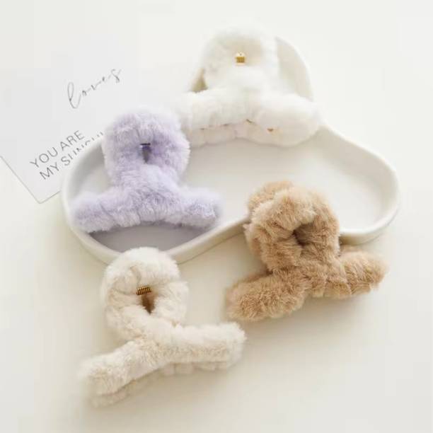 Vivalace Women And Girls Multi colour Fur Hair Clutcher Pack of 1 Hair Clip Hair Claw