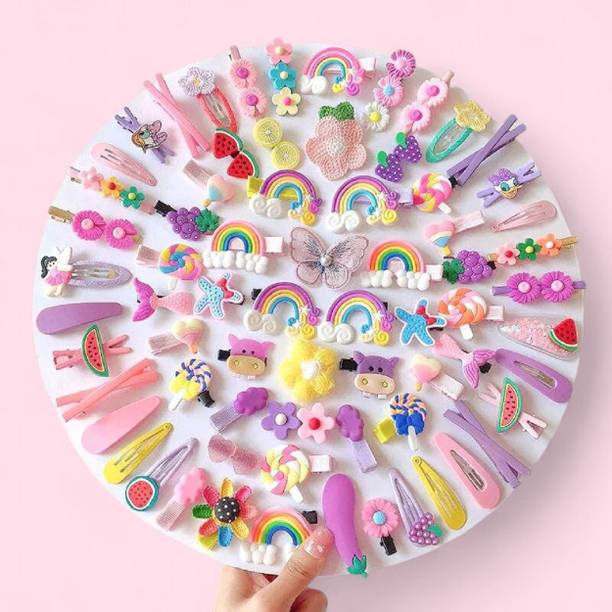 Aayra 14 pcs Mix Designs Girlish Flower Fruit Baby Teddy Rainbow HairpinsSet Baby Hair Clip