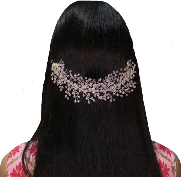 kinna Pink Crystal Tiara/Vine/Hair Brooch/Hair Band/Bun Clip Hair Accessory Set