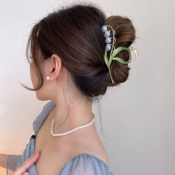 GRACIOUS MART Big Fancy Metal Non-Slip Curly Pearl Sparkly Hold outfits and hairstyles Hair Clip