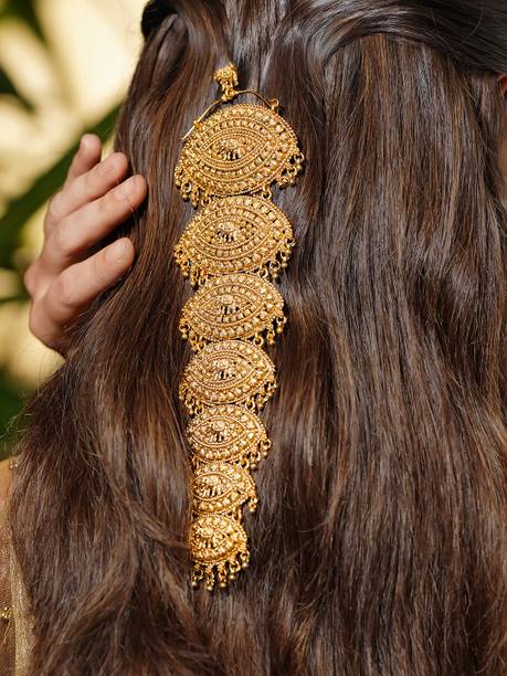 RUBANS Set of 2 18K Gold-Plated Ruby Pink & Emerald CZ Traditional Hair Pin Hair Pin