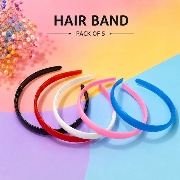 Saca Pack of 5 Multicolor Plastic Hair Band for Women & Girls Hair Band