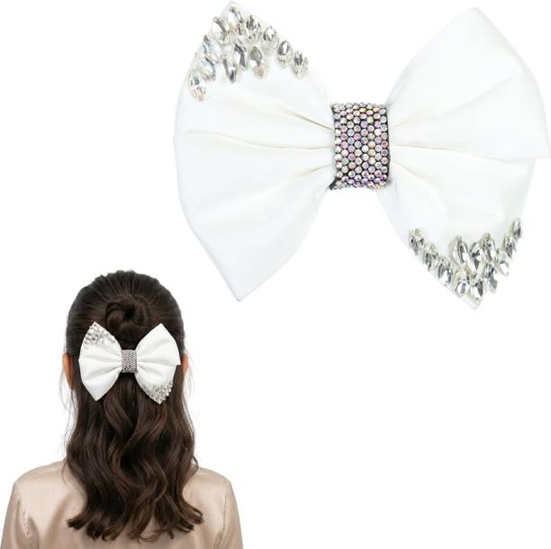 Fashion Alley Elegant Fabric Hair Bow with Rhinestone Detail for Stylish Look Hair Clip