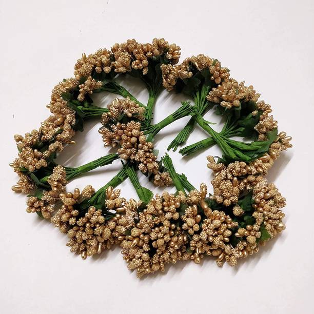 MG Tranding Pollen Flowers for Hair Accessories, Tiara Making, Jewelry Making -(Bunch of 12) Hair Accessory Set